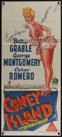 4g753 CONEY ISLAND Aust daybill '43 sexy dancer Betty Grable, Cesar Romero, George Montgomery