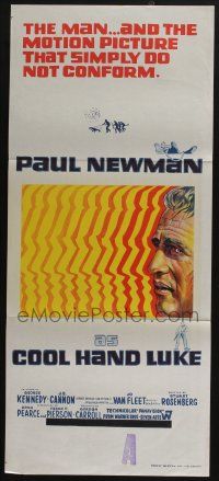 4g754 COOL HAND LUKE Aust daybill '67 Paul Newman prison escape classic, cool stone litho!