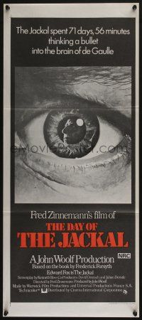 4g759 DAY OF THE JACKAL Aust daybill '73 Fred Zinnemann assassination classic, killer Edward Fox!