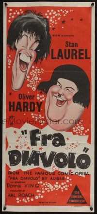 4g764 DEVIL'S BROTHER Aust daybill R50s Hal Roach, Hirschfeld art of Stan Laurel & Oliver Hardy!