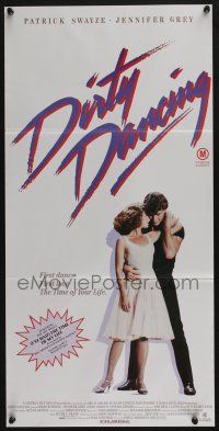 4g766 DIRTY DANCING Aust daybill '87 classic image of Patrick Swayze & Jennifer Grey in embrace!
