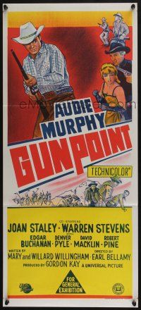 4g819 GUNPOINT Aust daybill '66 different stone litho image of cowboy Audie Murphy with rifle!