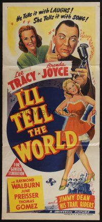 4g837 I'LL TELL THE WORLD Aust daybill '45 Lee Tracy, Brenda Joyce, radioland goes rip-roaring!