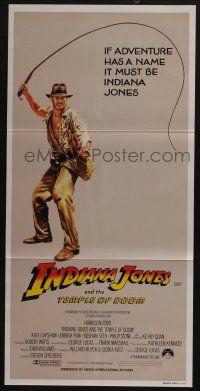 4g838 INDIANA JONES & THE TEMPLE OF DOOM Aust daybill '84 adventure is Harrison Ford's name!