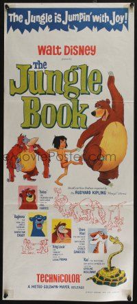 4g846 JUNGLE BOOK Aust daybill '68 Walt Disney cartoon classic, great image of Mowgli & friends!