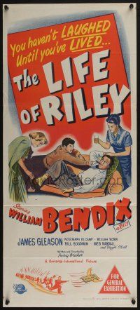 4g857 LIFE OF RILEY Aust daybill '49 William Bendix in the title role, James Gleason, wacky art!