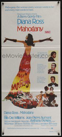4g865 MAHOGANY Aust daybill '75 art of Diana Ross, Billy Dee Williams, Anthony Perkins & Aumont!