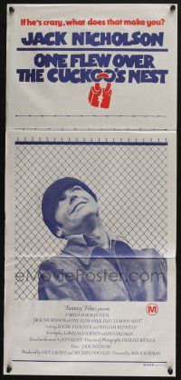 4g889 ONE FLEW OVER THE CUCKOO'S NEST Aust daybill '75 great c/u of Jack Nicholson, Forman classic