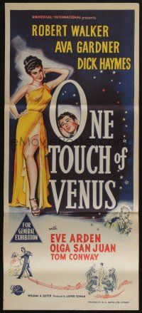 4g892 ONE TOUCH OF VENUS Aust daybill '48 Robert Walker, incredibly sexy art of Ava Gardner!