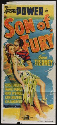 4g940 SON OF FURY Aust daybill '42 Tyrone Power, Gene Tierney, Frances Farmer