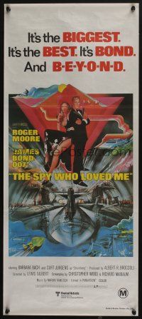 4g944 SPY WHO LOVED ME Aust daybill R80s Roger Moore as James Bond 007 by Bob Peak!