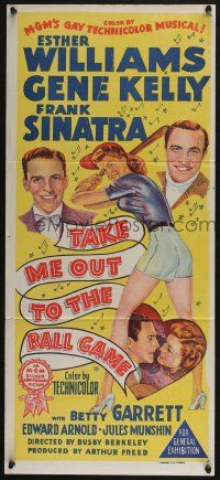 4g958 TAKE ME OUT TO THE BALL GAME Aust daybill '49 Frank Sinatra, Esther Williams, Kelly, baseball!
