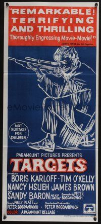 4g960 TARGETS Aust daybill '68 Boris Karloff, Tim O'Kelly, Peter Bogdanovich, art of sniper!
