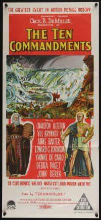 4g964 TEN COMMANDMENTS Aust daybill R60 Cecil B. DeMille, starring Charlton Heston & Yul Brynner!