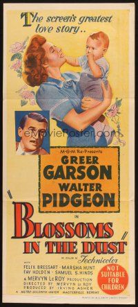 4g731 BLOSSOMS IN THE DUST Aust daybill R50s art of Greer Garson w/baby + close up Walter Pidgeon!
