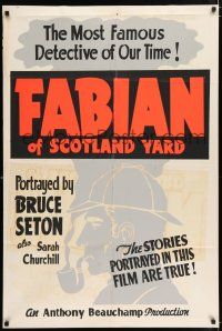 4g109 FABIAN OF THE YARD Canadian 1sh '54 Bruce Seton in the title role, English crime!