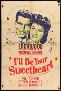 4g113 I'LL BE YOUR SWEETHEART Canadian 1sh R50s Margaret Lockwood, directed by Val Guest!