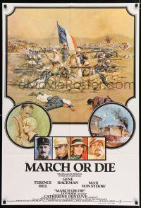 4g051 MARCH OR DIE English 1sh '76 Gene Hackman, Terence Hill, Bysouth French Foreign Legion art!