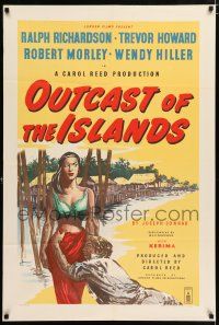 4g062 OUTCAST OF THE ISLANDS English 1sh '52 art of exotic sexy Kerima, directed by Carol Reed!