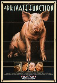 4g067 PRIVATE FUNCTION English 1sh '84 Michael Palin, Maggie Smith, great pig art!