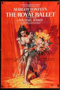4g071 ROYAL BALLET English 1sh '60 wonderful art of ballerina Margot Fonteyn with flowers!