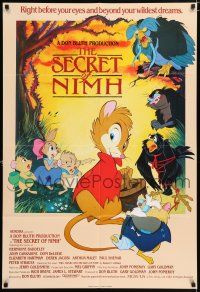 4g074 SECRET OF NIMH English 1sh '82 Don Bluth, cool mouse fantasy cartoon art by Tim Hildebrandt!