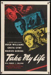 4g081 TAKE MY LIFE English 1sh '48 Greta Gynt must find evidence clearing her accused husband!