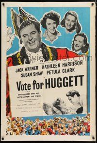 4g085 VOTE FOR HUGGETT English 1sh '49 Ken Annakin, Jack Warner, Susan Shaw, young Petula Clark!