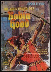 4g528 ADVENTURES OF ROBIN HOOD German R70s completely different art of Flynn as Robin Hood by Kede