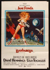 4g533 BARBARELLA German '68 sexiest sci-fi art of Jane Fonda by Robert McGinnis, Roger Vadim!