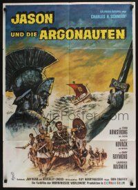 4g592 JASON & THE ARGONAUTS German '63 Ray Harryhausen, cool different artwork by Rolf Goetze!