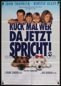 4g601 LOOK WHO'S TALKING NOW German '93 John Travolta &Kirstie Alley w/cute kids & puppies!