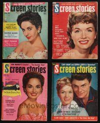 4h038 LOT OF 4 SCREEN STORIES MAGAZINES '50s-60s Elizabeth Taylor, Debbie Reynolds & more!
