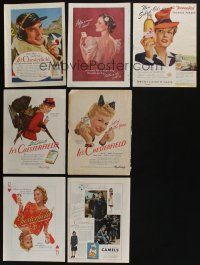 4h049 LOT OF 7 MAGAZINE PAGES OF MOSTLY CIGARETTE ADS '40s-50s ads for Chesterfield & Camel!