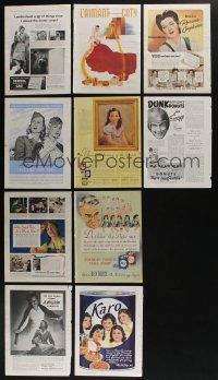 4h047 LOT OF 10 MAGAZINE PAGES OF MISCELLANEOUS ADS '40s-50s cool movie & product advertisements!