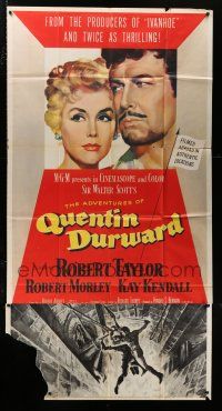 4j273 ADVENTURES OF QUENTIN DURWARD 3sh '55 English hero Robert Taylor & pretty Kay Kendall!