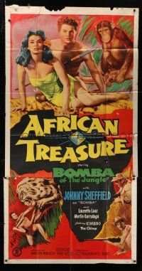 4j277 AFRICAN TREASURE 3sh '52 Johnny Sheffield as Bomba of the Jungle, Luez & Kimbbo the chimp!