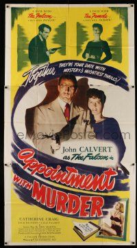 4j284 APPOINTMENT WITH MURDER 3sh '48 Calvert as The Falcon makes a date w/the thrill of his life!