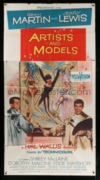 4j289 ARTISTS & MODELS 3sh '55 Dean Martin & Jerry Lewis painting sexy Shirley MacLaine!