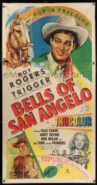 4j309 BELLS OF SAN ANGELO 3sh '47 art of singing cowboy Roy Rogers & Trigger with Dale Evans!