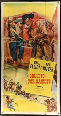 4j315 BILL ELLIOTT/TEX RITTER 3sh '53 Glenn Cravath cowboy art, Bullets For Bandits!