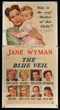 4j320 BLUE VEIL 3sh '51 nice art of Jane Wyman with baby + portraits of the rest of the cast!