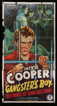 4j425 GANGSTER'S BOY 3sh '38 stone litho of Jackie Cooper behind bars & questioned by policemen!