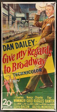 4j431 GIVE MY REGARDS TO BROADWAY 3sh '48 stone litho of Dan Dailey singing & dancing in New York!
