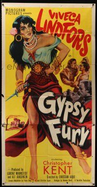 4j449 GYPSY FURY 3sh '51 hue full-length sexy artwork of gypsy woman Viveca Lindfors with dagger!