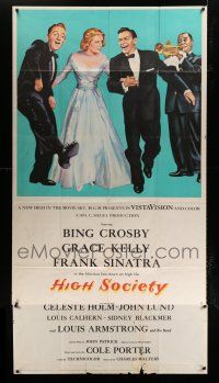 4j465 HIGH SOCIETY 3sh '56 art of Frank Sinatra, Bing Crosby, Grace Kelly & Louis Armstrong!