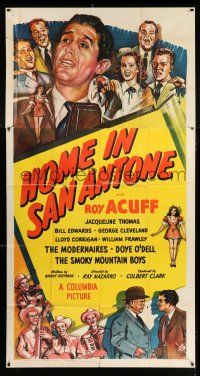 4j470 HOME IN SAN ANTONE 3sh '49 great artwork of Roy Acuff singing into radio microphone!