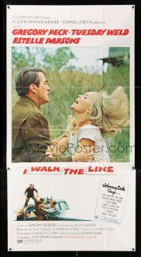 4j486 I WALK THE LINE 3sh '70 c/u of Gregory Peck grabbing Tuesday Weld, John Frankenheimer