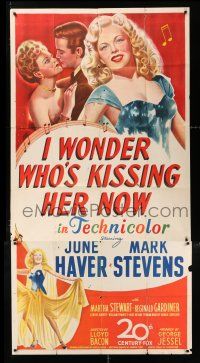 4j487 I WONDER WHO'S KISSING HER NOW 3sh '47 full-length stone litho of sexiest June Haver!