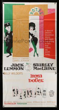 4j492 IRMA LA DOUCE 3sh '63 Billy Wilder, great art of Shirley MacLaine & Jack Lemmon!